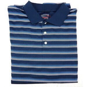 CHAPS golf Polo shirt men's size XL short sleeve blue striped (p31)